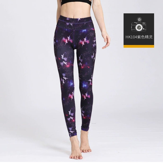 2023 New Print Yoga Pants Women's Fashion Stretch Skinny Hip Raise Running Fitness Pants Slim Looking Quick - Drying Cropped Pants - CLICK TIK