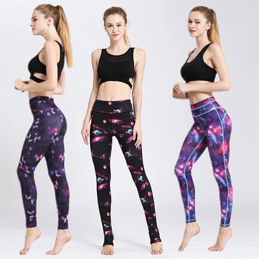 2023 New Print Yoga Pants Women's Fashion Stretch Skinny Hip Raise Running Fitness Pants Slim Looking Quick - Drying Cropped Pants - CLICK TIK