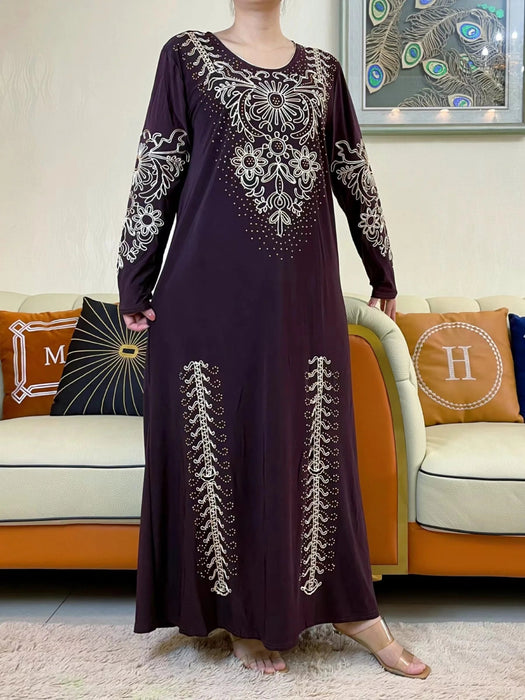 2023New Ramadan Muslim Turkey Women's Abaya Kaftan Embroidery Long Sleeve Ice Silk Fabric Prayer Dress Jibab Islam Cloth Caftan - CLICK TIK