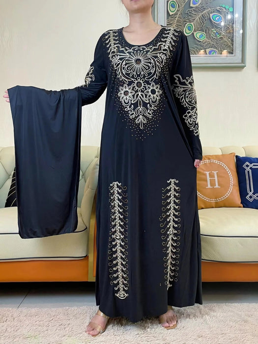 2023New Ramadan Muslim Turkey Women's Abaya Kaftan Embroidery Long Sleeve Ice Silk Fabric Prayer Dress Jibab Islam Cloth Caftan - CLICK TIK