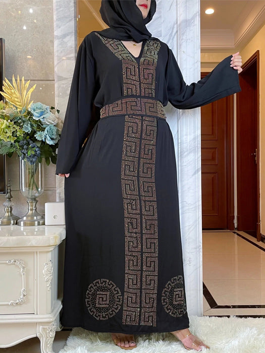 2023New Ramadan Muslim Turkey Women's Abaya Kaftan Embroidery Long Sleeve Ice Silk Fabric Prayer Dress Jibab Islam Cloth Caftan - CLICK TIK