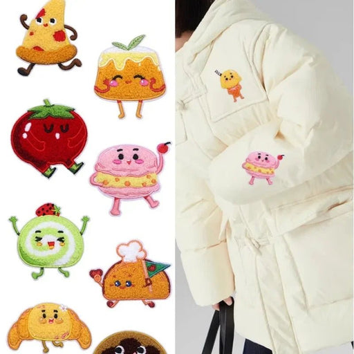 2024 Hot Towel Embroidery Patches DIY Macarone Pizza Donuts Pudding Stickers Self - Adhesive Badge Clothing Bag Fabric Accessories - CLICK TIK