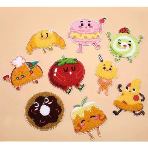 2024 Hot Towel Embroidery Patches DIY Macarone Pizza Donuts Pudding Stickers Self - Adhesive Badge Clothing Bag Fabric Accessories - CLICK TIK