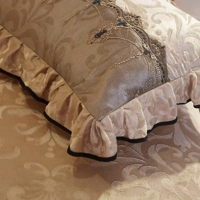 3 Pcs Bedspread on The Bed Luxury Lace Bed Skirt Thicken Beautiful Bed Linen Cal Bedding Sheets Home Bedspreads Queen/King Size - CLICK TIK