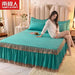 3 Pcs Set Modern Royal Blue Bedspread Cool Bed Skirt Machine Washable Sheets Bed with Elastic Band for Queen King Size - CLICK TIK