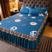 3 Pcs Set Modern Royal Blue Bedspread Cool Bed Skirt Machine Washable Sheets Bed with Elastic Band for Queen King Size - CLICK TIK