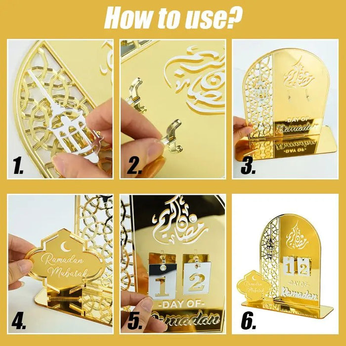 Acrylic Ramadan Countdown Calendar Gifts Day of Ramadan Calendar with Replacing Number 2024 Eid Mubarak Home Decoration Ornament - CLICK TIK