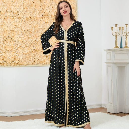 Arab Women's Bronzing Dubai Tourism Dress Fashion Printed Loose Long Sleeves Party Dress Dress - CLICK TIK