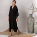 Black Silky V - neck European and American Loose Simple Dress - CLICK TIK