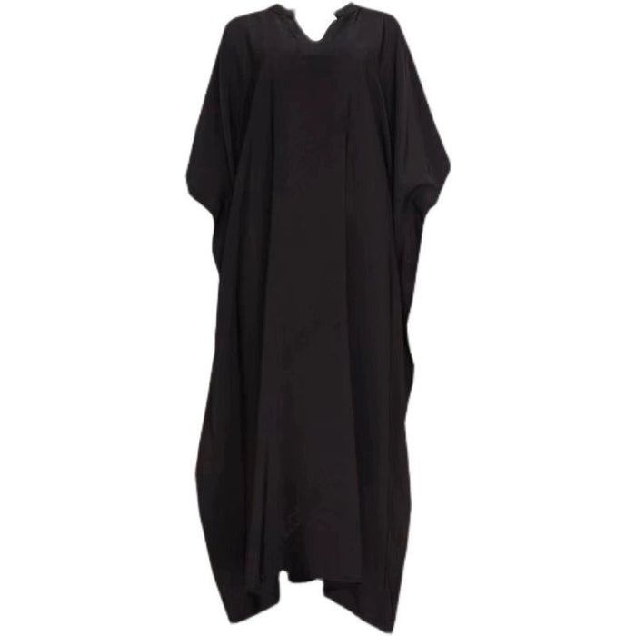 Black Silky V - neck European and American Loose Simple Dress - CLICK TIK