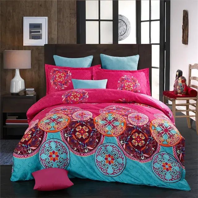 Boho Plain Print Quilt Cover Pillowcase 3PC Set постельное бельё евро King Size Bedding Set European Style Duvet Cover Set - CLICK TIK