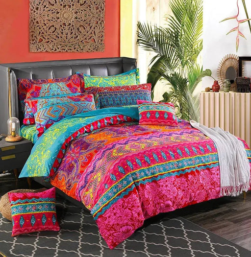 Boho Plain Print Quilt Cover Pillowcase 3PC Set постельное бельё евро King Size Bedding Set European Style Duvet Cover Set - CLICK TIK