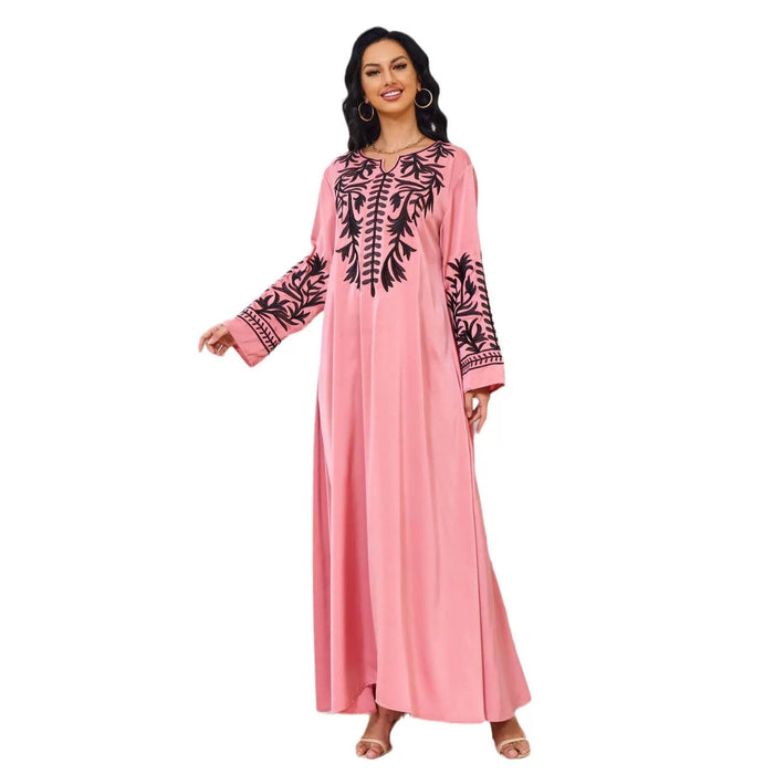 Cross - Border Foreign Trade Independent Station Wish Women's Clothing Embroidered Dubai Middle East Dubai Elegant Hui Min Swing Dress 063 - CLICK TIK