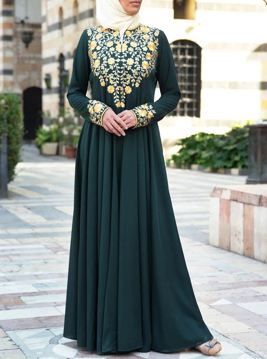 Dubai Kaftan Robe Dress Traditional Long Dress Elbise for Women Islamic Abaya Turkish Printed Robes - CLICK TIK