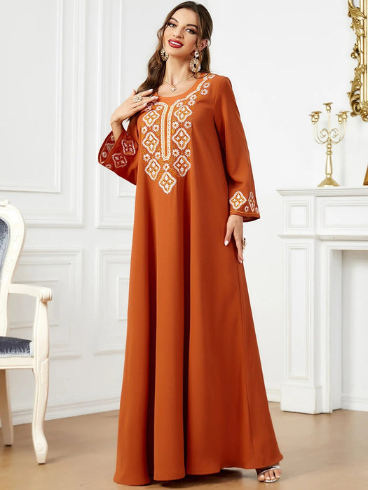 Eid Embroidery Muslim Party Dress for Women Ramadan Abaya Long Dresses Morocco Kaftan Vestidos Largos Dubai Robe Jalabiya 2024 - CLICK TIK