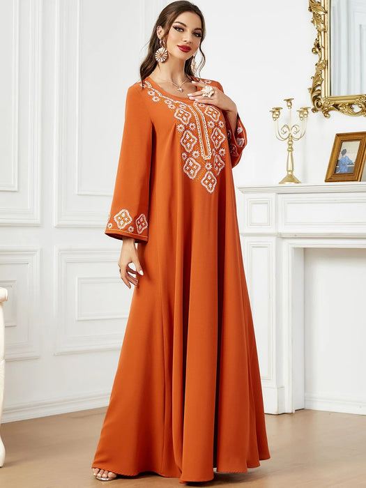 Eid Embroidery Muslim Party Dress for Women Ramadan Abaya Long Dresses Morocco Kaftan Vestidos Largos Dubai Robe Jalabiya 2024 - CLICK TIK