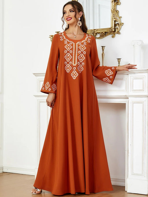 Eid Embroidery Muslim Party Dress for Women Ramadan Abaya Long Dresses Morocco Kaftan Vestidos Largos Dubai Robe Jalabiya 2024 - CLICK TIK