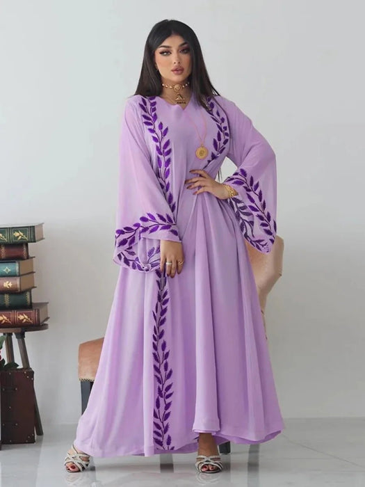 Eid Muslim Abaya for Women Embroidery Dress with Scarf 2 Piece Set Dubai Arab Long Robe Morocco Abayas Kaftan Headscarf Gorgeous - CLICK TIK