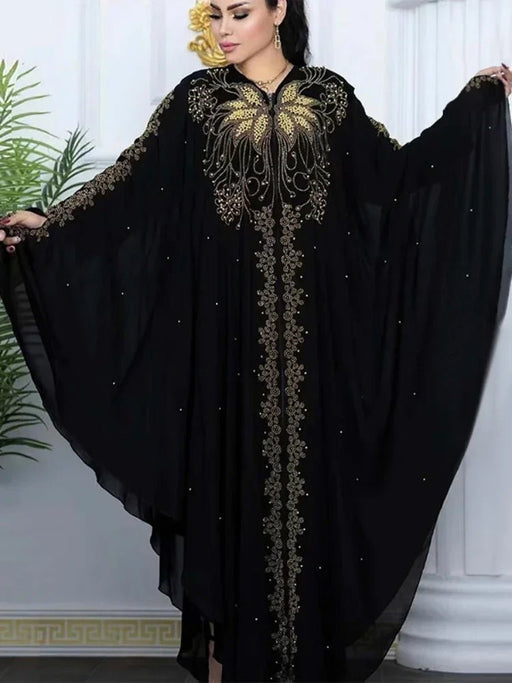 Eid Muslim Dress for Women Bat Sleeve Abaya Diamond Jalabiya Morocco Caftan Party Dresses Dubai Abayas Kaftan Vestidos Long Robe - CLICK TIK