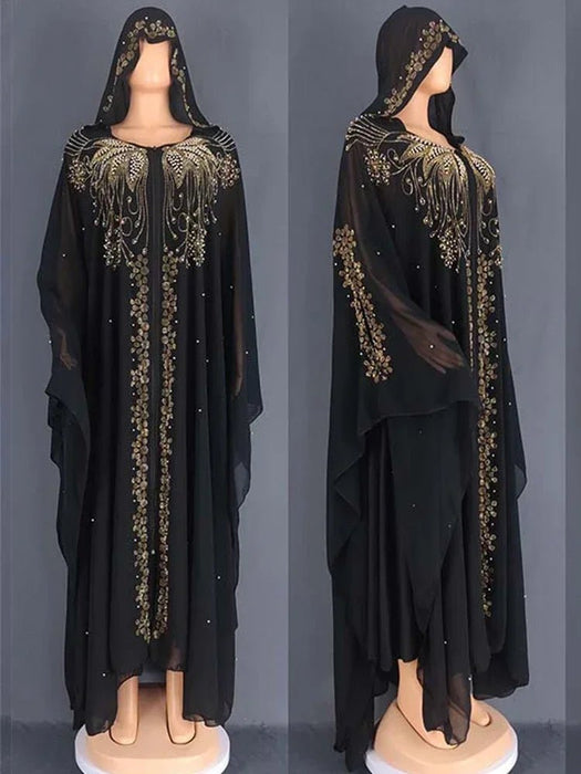 Eid Muslim Dress for Women Bat Sleeve Abaya Diamond Jalabiya Morocco Caftan Party Dresses Dubai Abayas Kaftan Vestidos Long Robe - CLICK TIK