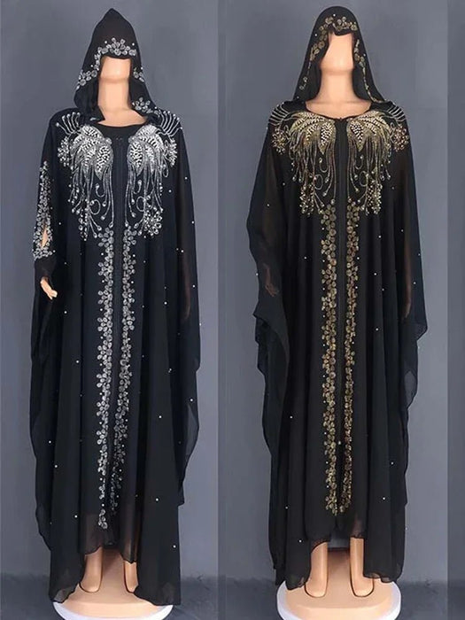 Eid Muslim Dress for Women Bat Sleeve Abaya Diamond Jalabiya Morocco Caftan Party Dresses Dubai Abayas Kaftan Vestidos Long Robe - CLICK TIK