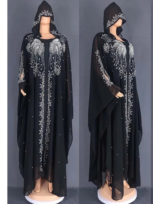 Eid Muslim Dress for Women Bat Sleeve Abaya Diamond Jalabiya Morocco Caftan Party Dresses Dubai Abayas Kaftan Vestidos Long Robe - CLICK TIK