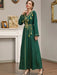 Elegant Muslim Women Dress Green Lace - up Ramadan Kaftan Abaya Dubai Djellaba Pakistan IslamTurkey Dresses for Women Robe Caftan - CLICK TIK