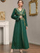 Elegant Muslim Women Dress Green Lace - up Ramadan Kaftan Abaya Dubai Djellaba Pakistan IslamTurkey Dresses for Women Robe Caftan - CLICK TIK