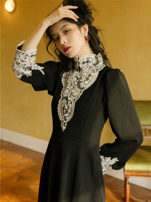 European Medieval Autumn Fancy Long Sleeve Dress - CLICK TIK