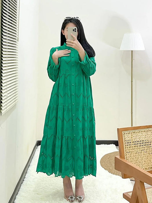 Fashion Lace Embroidery Abayas for Women Long Dress Marocain Femme Djellaba Turkey Kaftan Dubai Abaya Muslim Islamic Arab Cloth - CLICK TIK