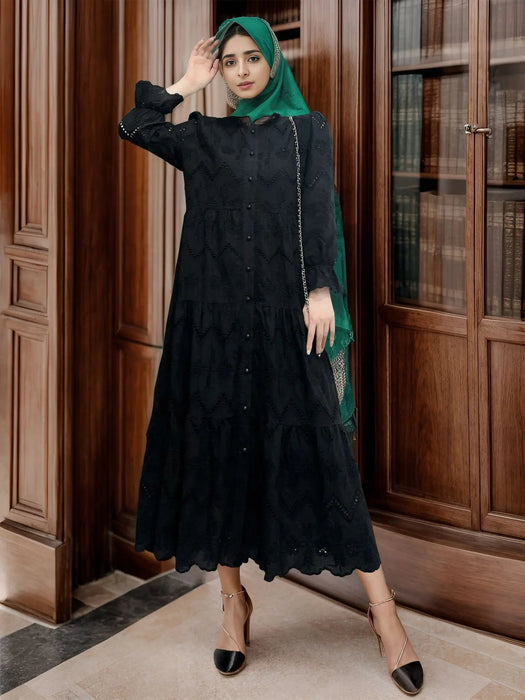 Fashion Lace Embroidery Abayas for Women Long Dress Marocain Femme Djellaba Turkey Kaftan Dubai Abaya Muslim Islamic Arab Cloth - CLICK TIK