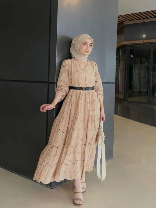 Fashion Lace Embroidery Abayas for Women Long Dress Marocain Femme Djellaba Turkey Kaftan Dubai Abaya Muslim Islamic Arab Cloth - CLICK TIK