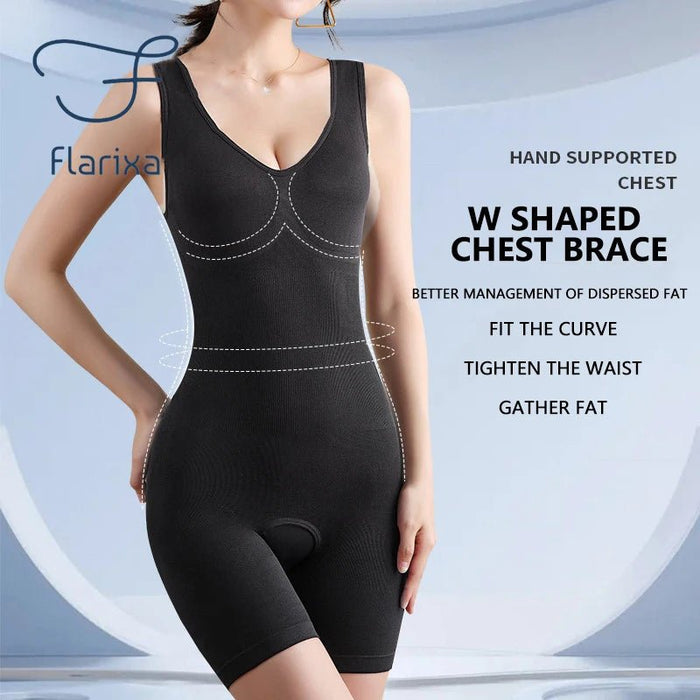 Flarixa Plus Size Seamless Women Bodysuits Shaper Butt Lifter Waist Trainer Shapewear Open Crotch Tummy Control Slim Underwear - CLICK TIK