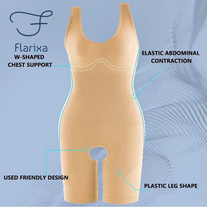 Flarixa Plus Size Seamless Women Bodysuits Shaper Butt Lifter Waist Trainer Shapewear Open Crotch Tummy Control Slim Underwear - CLICK TIK