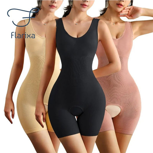 Flarixa Plus Size Seamless Women Bodysuits Shaper Butt Lifter Waist Trainer Shapewear Open Crotch Tummy Control Slim Underwear - CLICK TIK