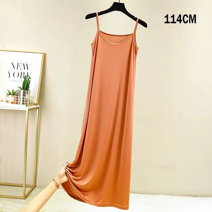 Full Slips Under Dress Women Summer Plus Size Sleeveless Satin Petticoat Underskirt Spaghetti Strap Women Sling Dress - CLICK TIK