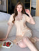 Ice Silk Women's Summer Net Red Wind Short - Sleeved Sexy Nightdress - CLICK TIK