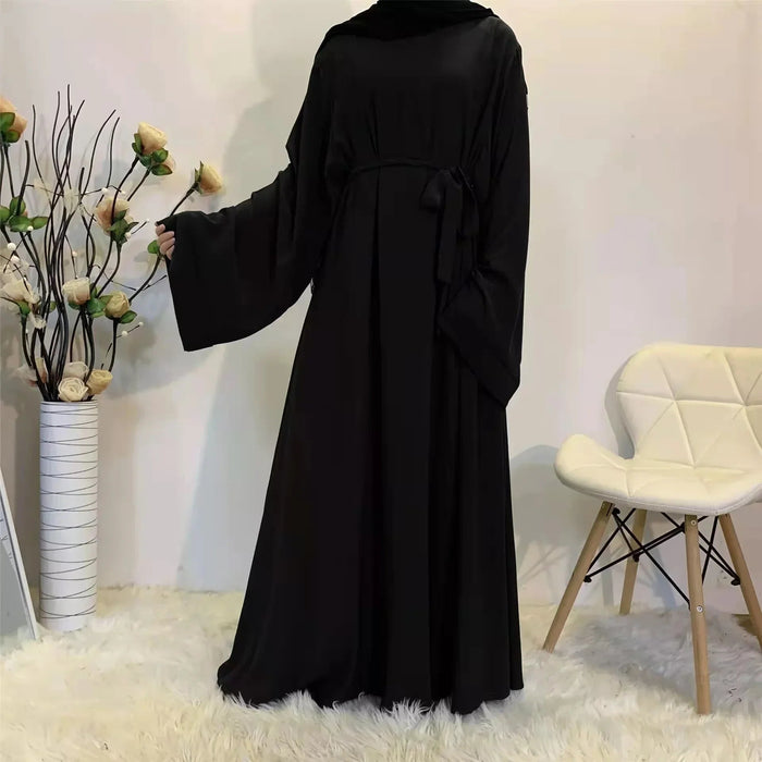 Islam Ramadan Prayer Black Abayas Kimono for Women Girl's Long Dresses Dubai African Kaftan Femme Musulman Hijab Cloth Summer - CLICK TIK