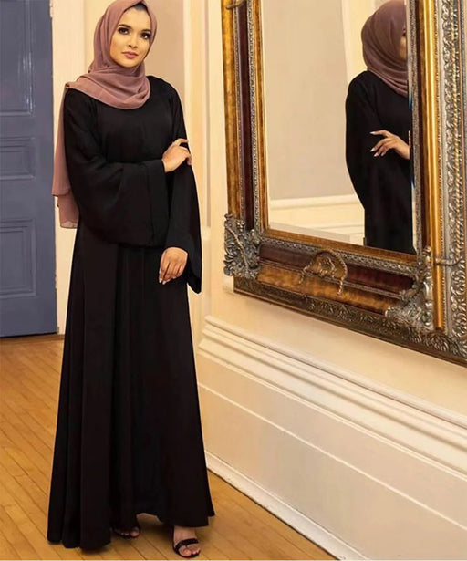 Islam Ramadan Prayer Black Abayas Kimono for Women Girl's Long Dresses Dubai African Kaftan Femme Musulman Hijab Cloth Summer - CLICK TIK