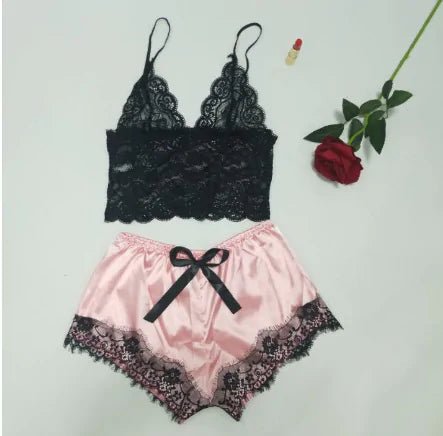 Lace Satin Sleepwear Set - CLICK TIK