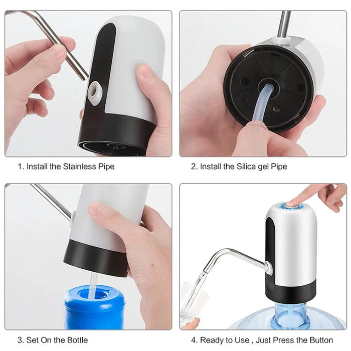 Mini Barreled Electric Liquid Bottle Pump USB Charge Automatic Portable Home Drinking Water Dispenser - CLICK TIK