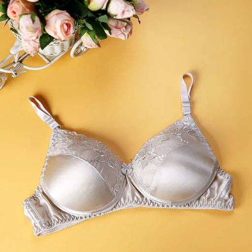 Natural mulberry silk lace bra without rims, thin adjustable shoulder straps, unbound bra underwear silk. - CLICK TIK