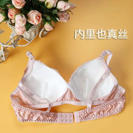 Natural mulberry silk lace bra without rims, thin adjustable shoulder straps, unbound bra underwear silk. - CLICK TIK