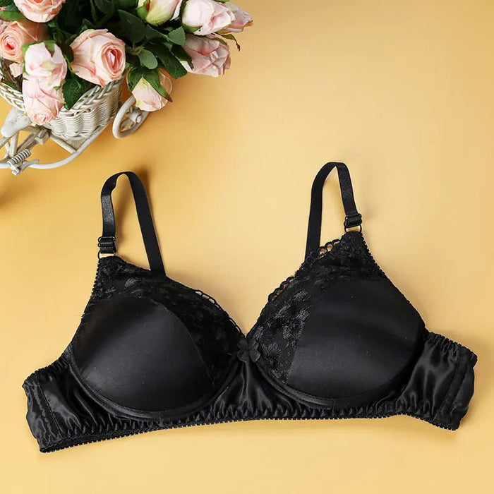 Natural mulberry silk lace bra without rims, thin adjustable shoulder straps, unbound bra underwear silk. - CLICK TIK