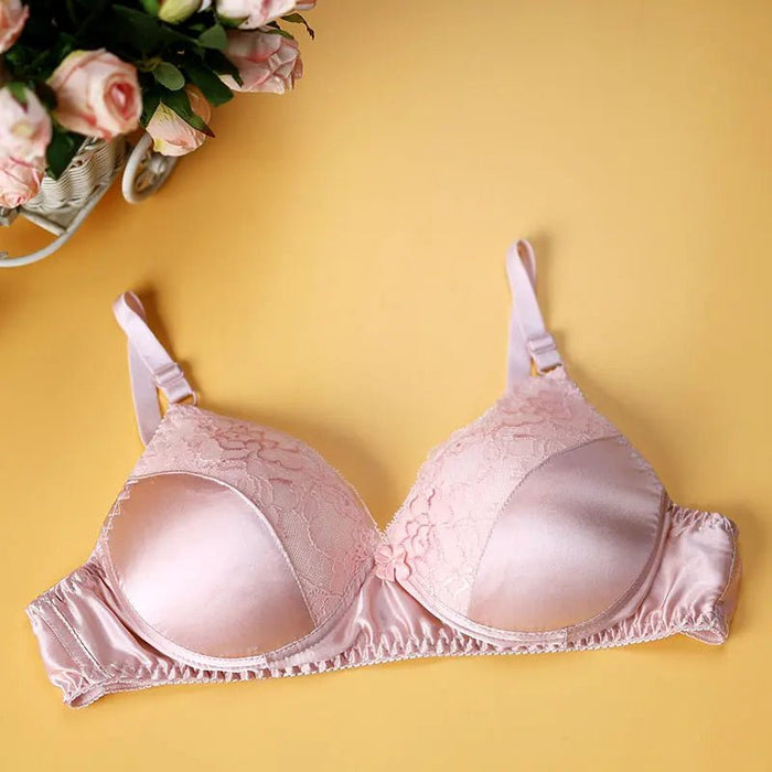 Natural mulberry silk lace bra without rims, thin adjustable shoulder straps, unbound bra underwear silk. - CLICK TIK