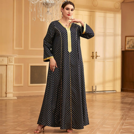 Polka Dot Bronzing Abaya for Women Loose Arabia Dubai Abaya Muslim Dress Women Dinner Evening Dress Robe De Soiree Luxe Vistidos - CLICK TIK