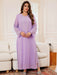 Purple Long Sleeve Women's Dress Drilling Middle East Simple Arabian Dubai Muslim Arab Turkish Kaftan High - quality Texture - CLICK TIK