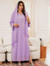 Purple Long Sleeve Women's Dress Drilling Middle East Simple Arabian Dubai Muslim Arab Turkish Kaftan High - quality Texture - CLICK TIK