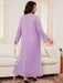 Purple Long Sleeve Women's Dress Drilling Middle East Simple Arabian Dubai Muslim Arab Turkish Kaftan High - quality Texture - CLICK TIK