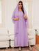 Purple Long Sleeve Women's Dress Drilling Middle East Simple Arabian Dubai Muslim Arab Turkish Kaftan High - quality Texture - CLICK TIK